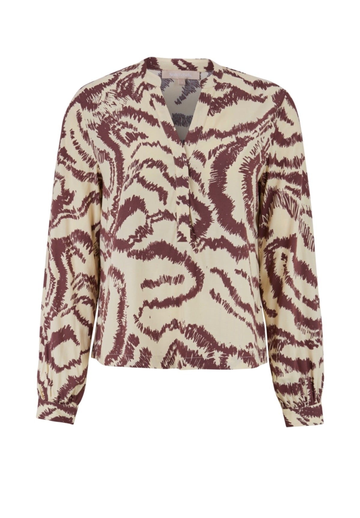 Soft Rebels  SRAmora Blouse, Graphic Graphic Waves decadent chocolate