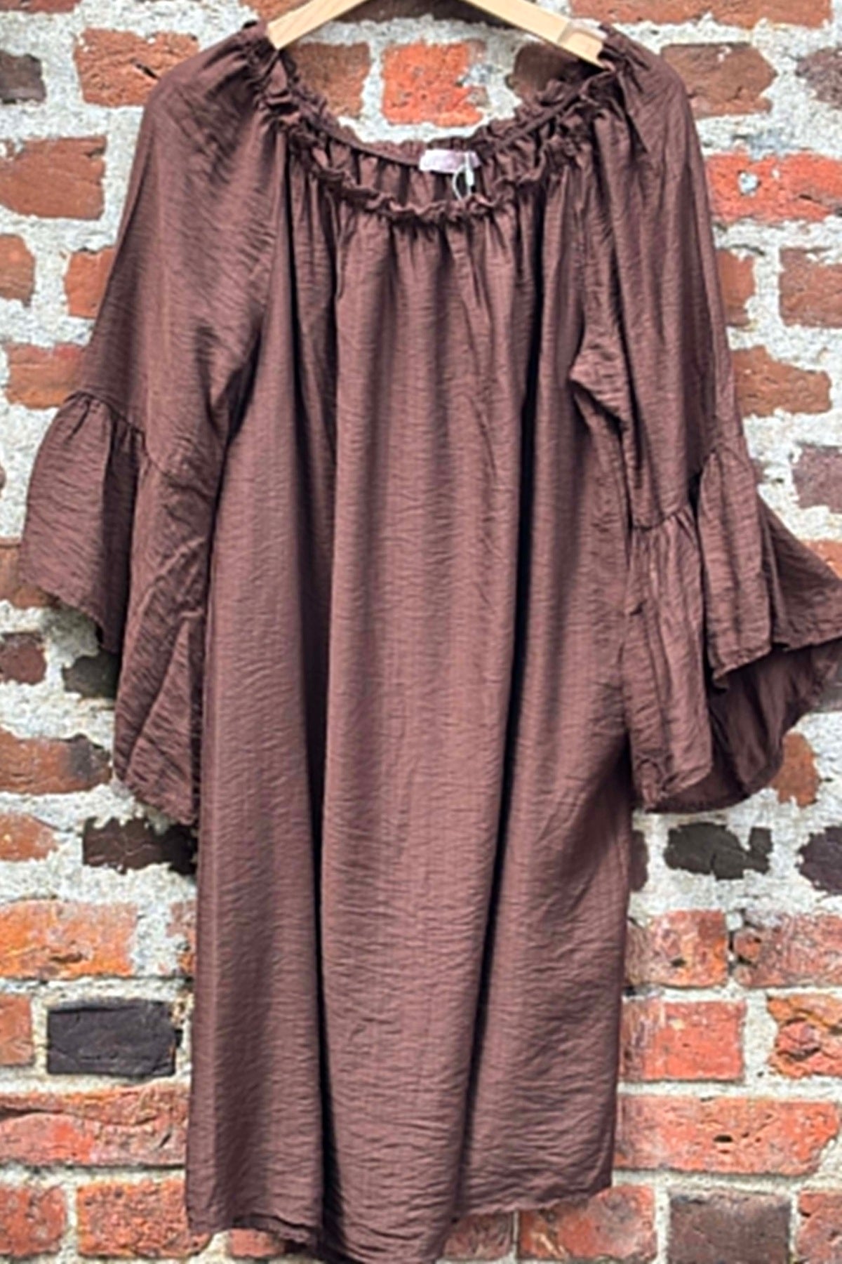 Moondust LINA SOLID DRESS, CHOCOLATE