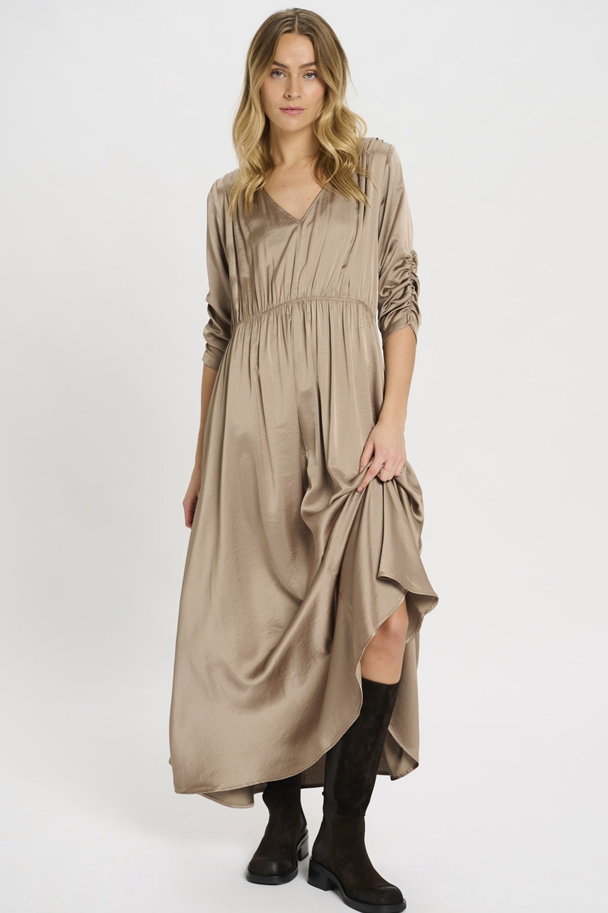 Costamani Clip Long Dress, Dark sand