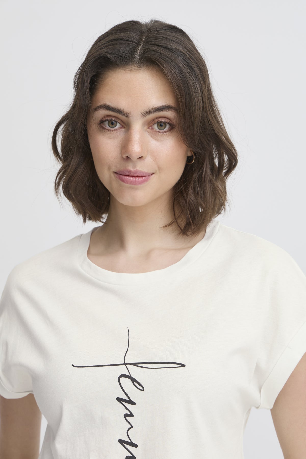 Fransa FREDENA T-shirt, Blanc de Blanc melange