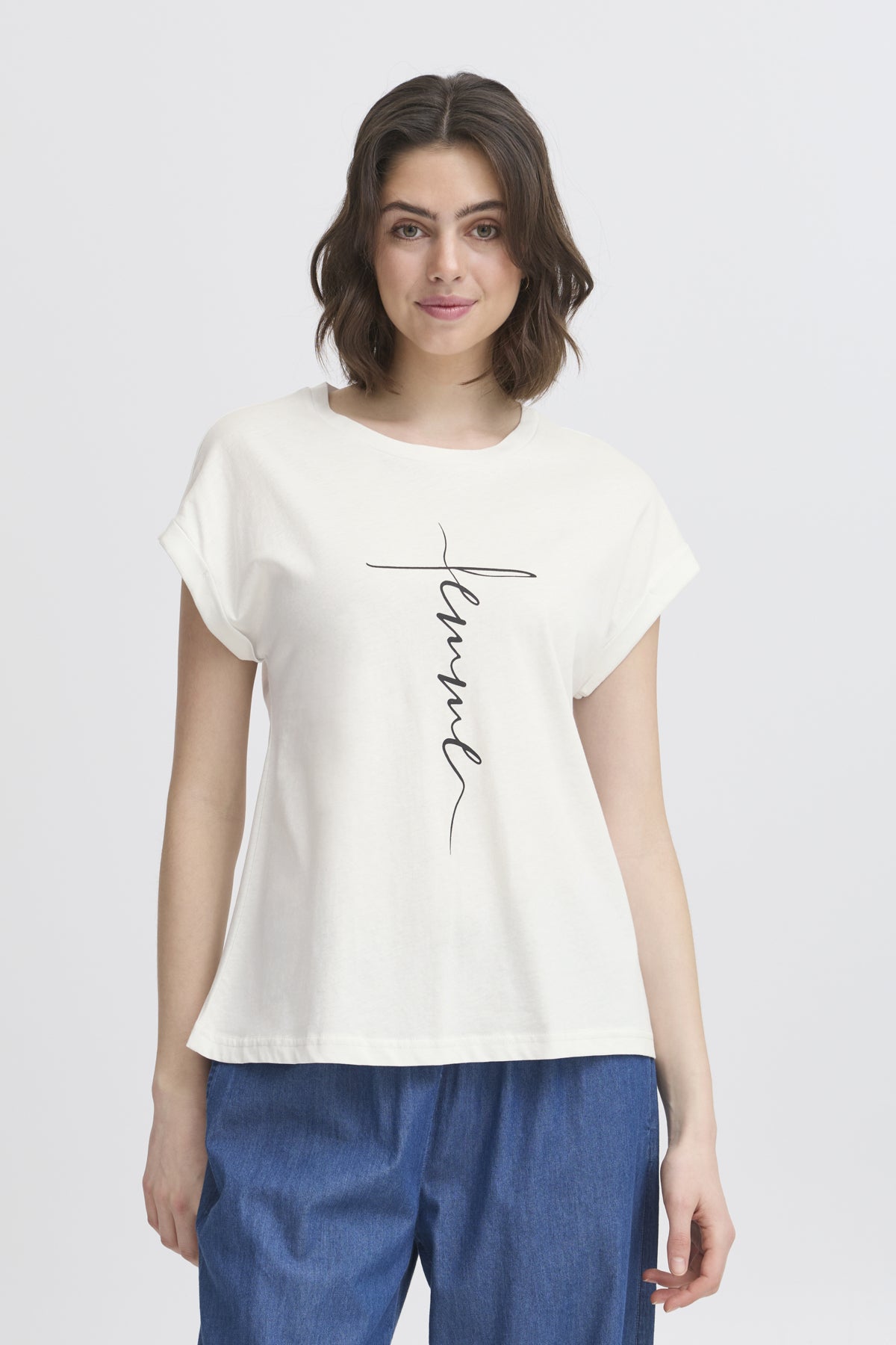 Fransa FREDENA T-shirt, Blanc de Blanc melange