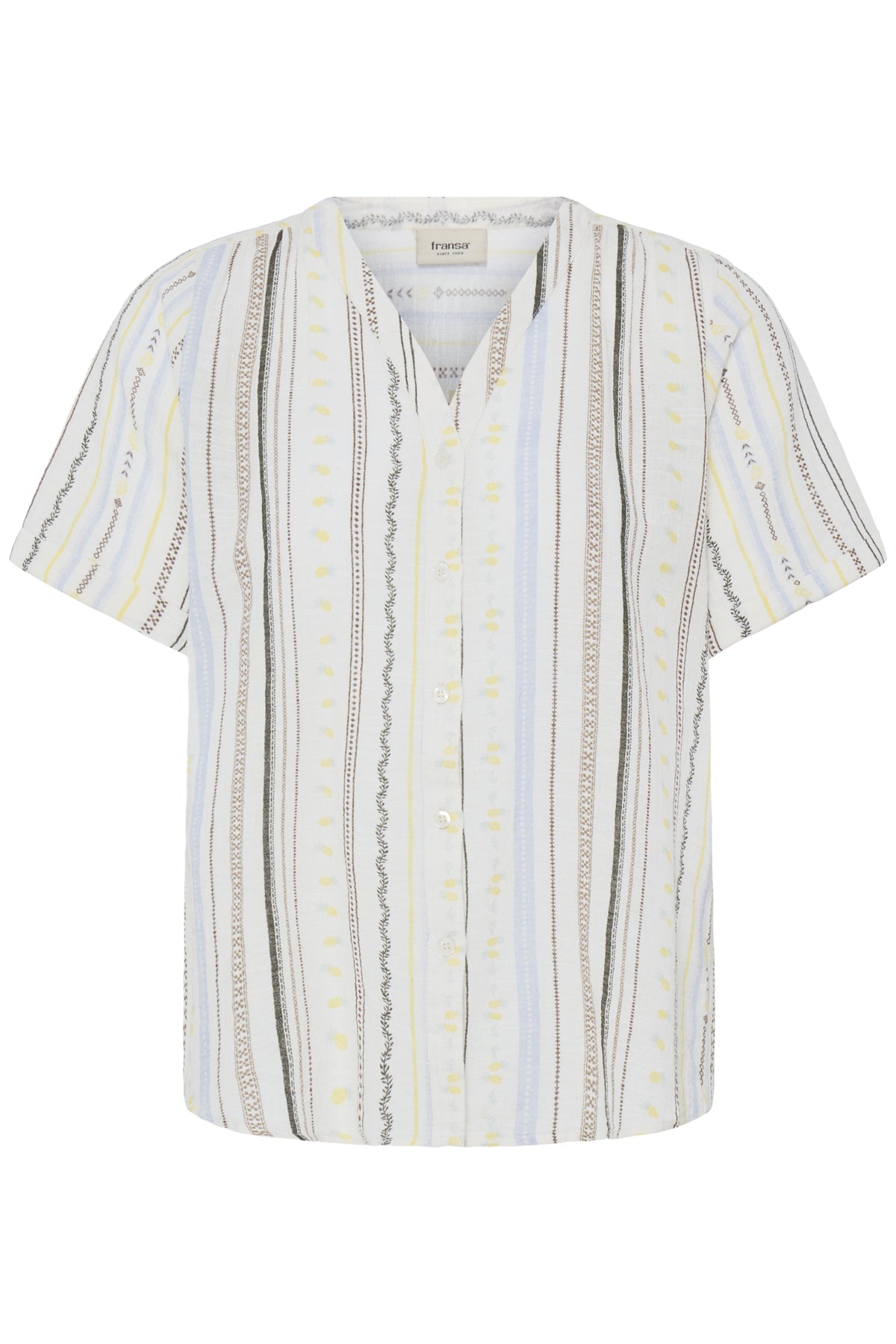 Fransa FRBOBBI SHIRT 1, CREAM W BLUE/BROWN STRIPE