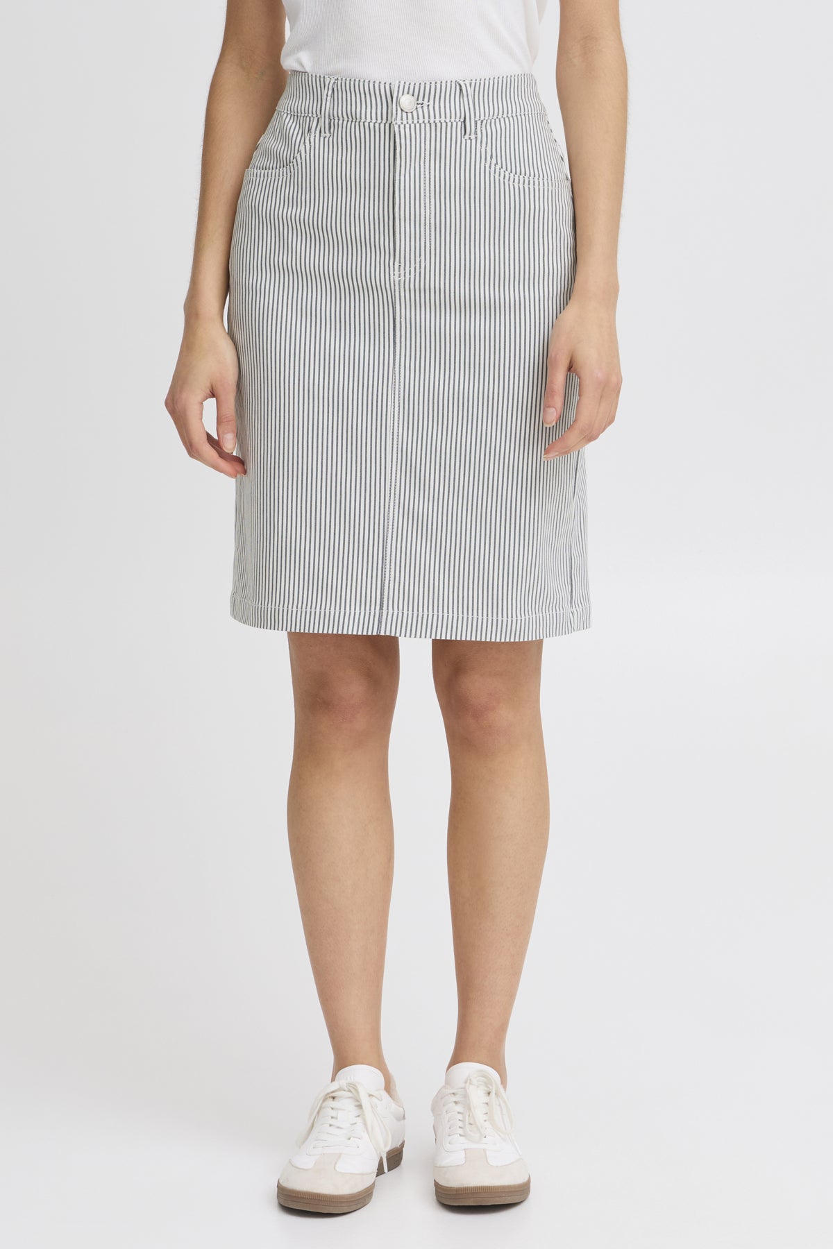 Fransa FRENA SKIRT 2, Birch w. navy blazer stripe