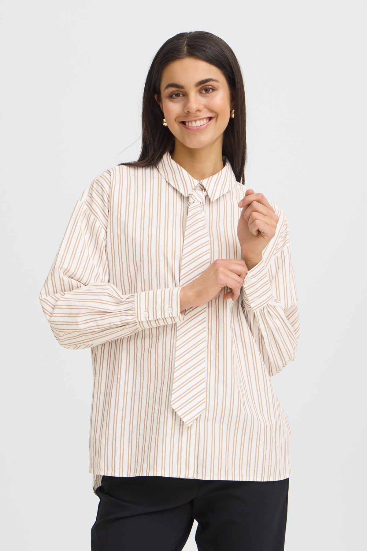Fransa FRZABA SHIRT 1, White Tobacco Stripe