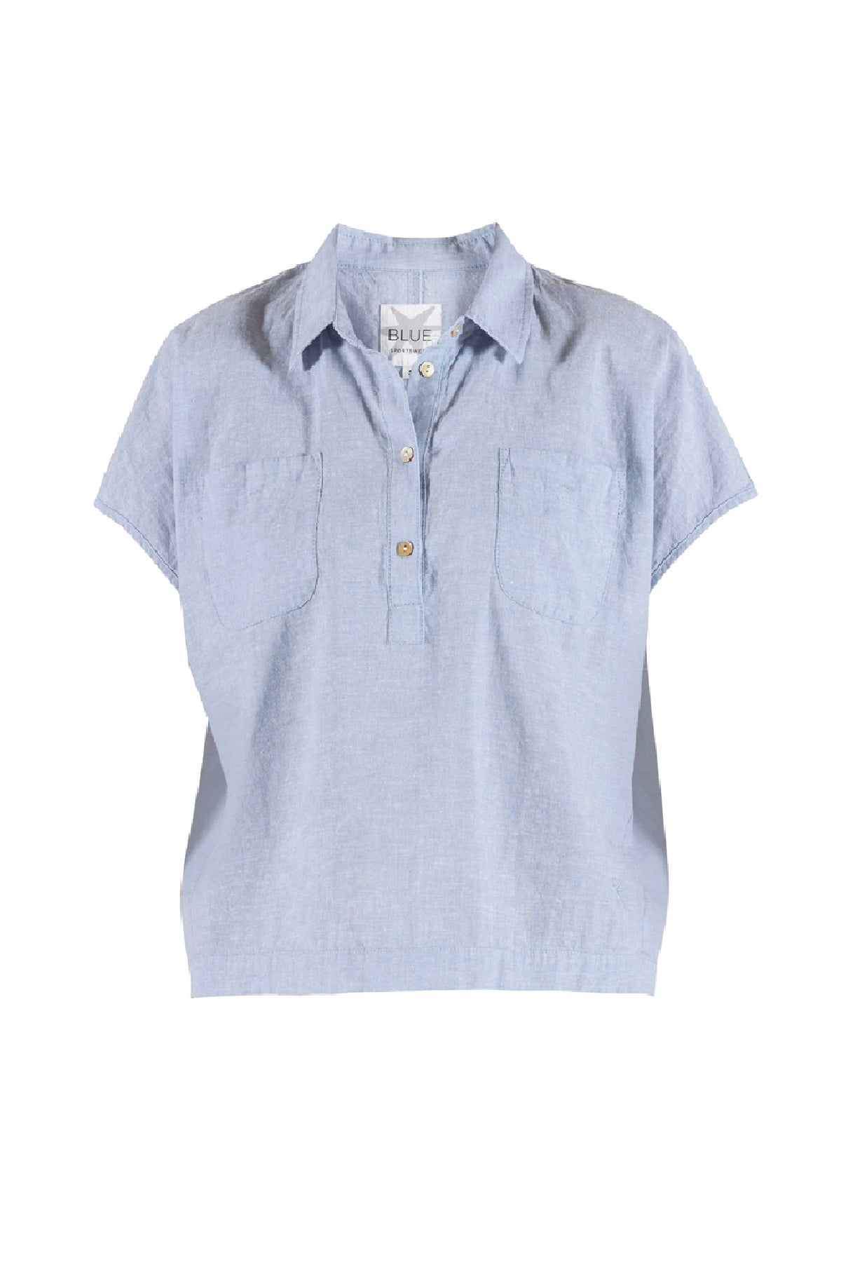 Blue Sportswear Lisbeth short linen Shirt, Heaven-melange