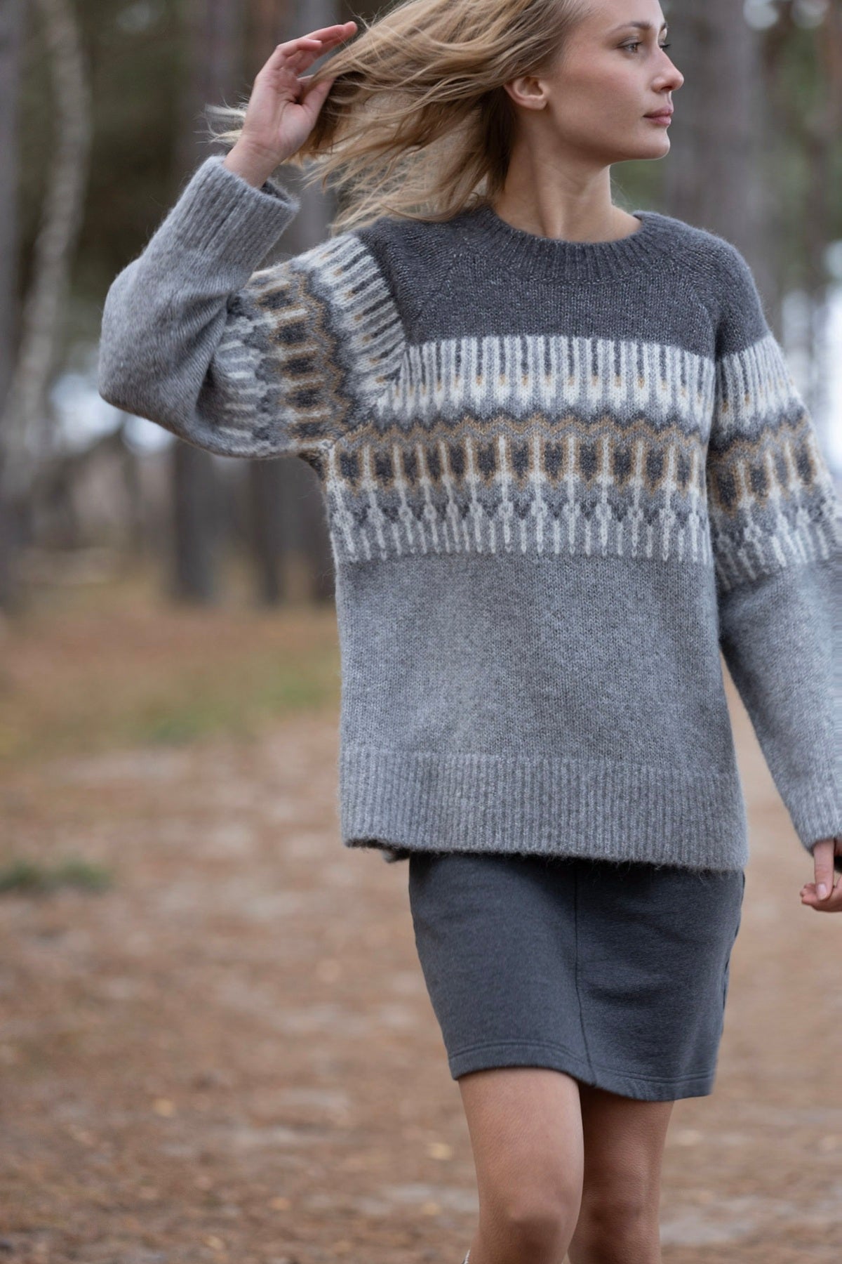 Blue Sportswear Mia Jacquard Knit, IronGrey-melange