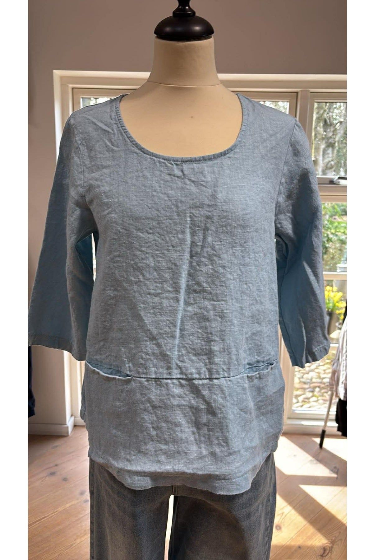 Thing bluse i hør 7144, Sky