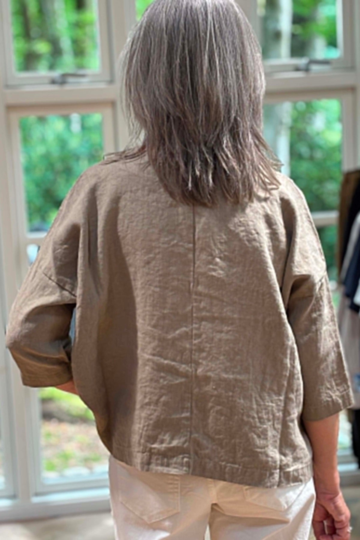 Thing bluse i hør 7144, Putty