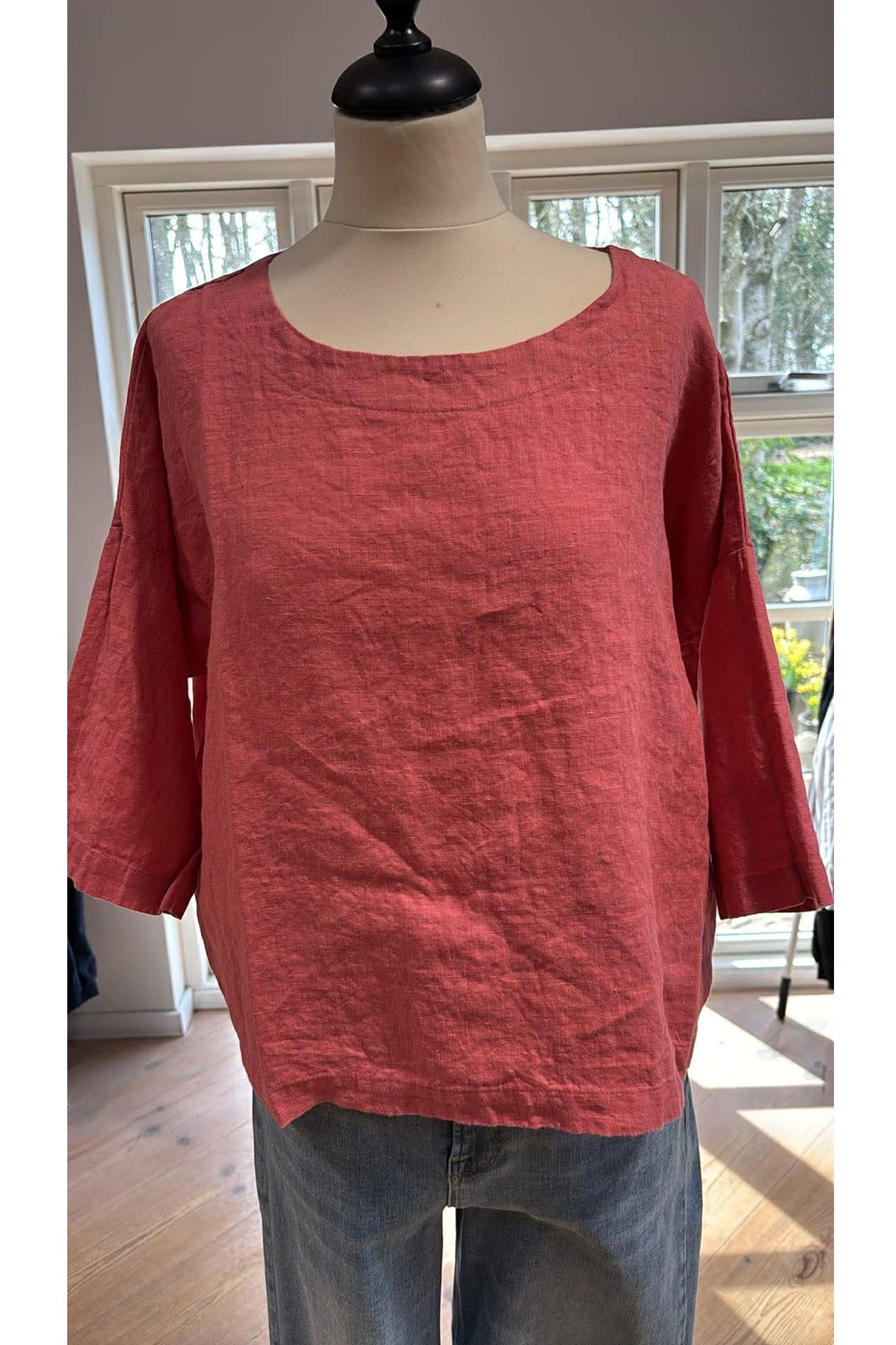 Thing bred bluse i hør 7145, Faded rose