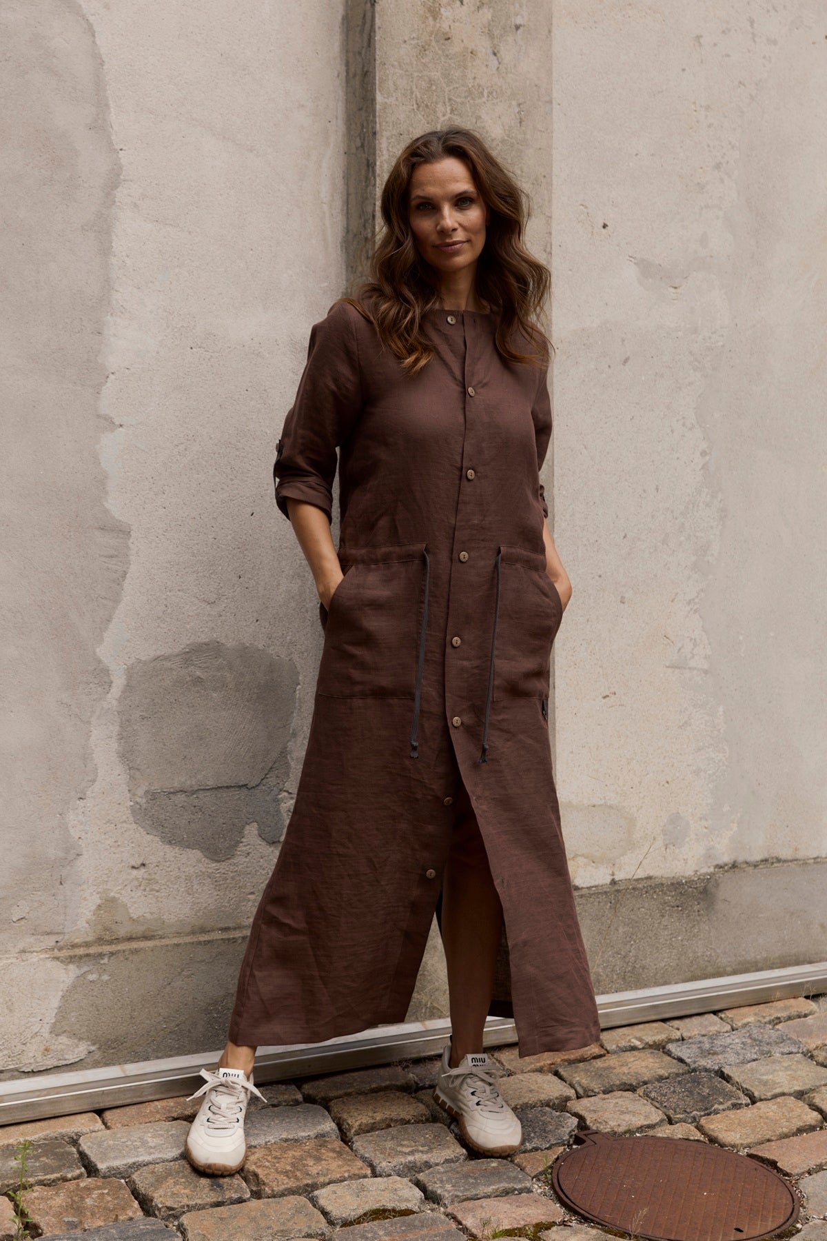 Henriette Steffensen 87001 LONG JACKET, CHOCOLATE