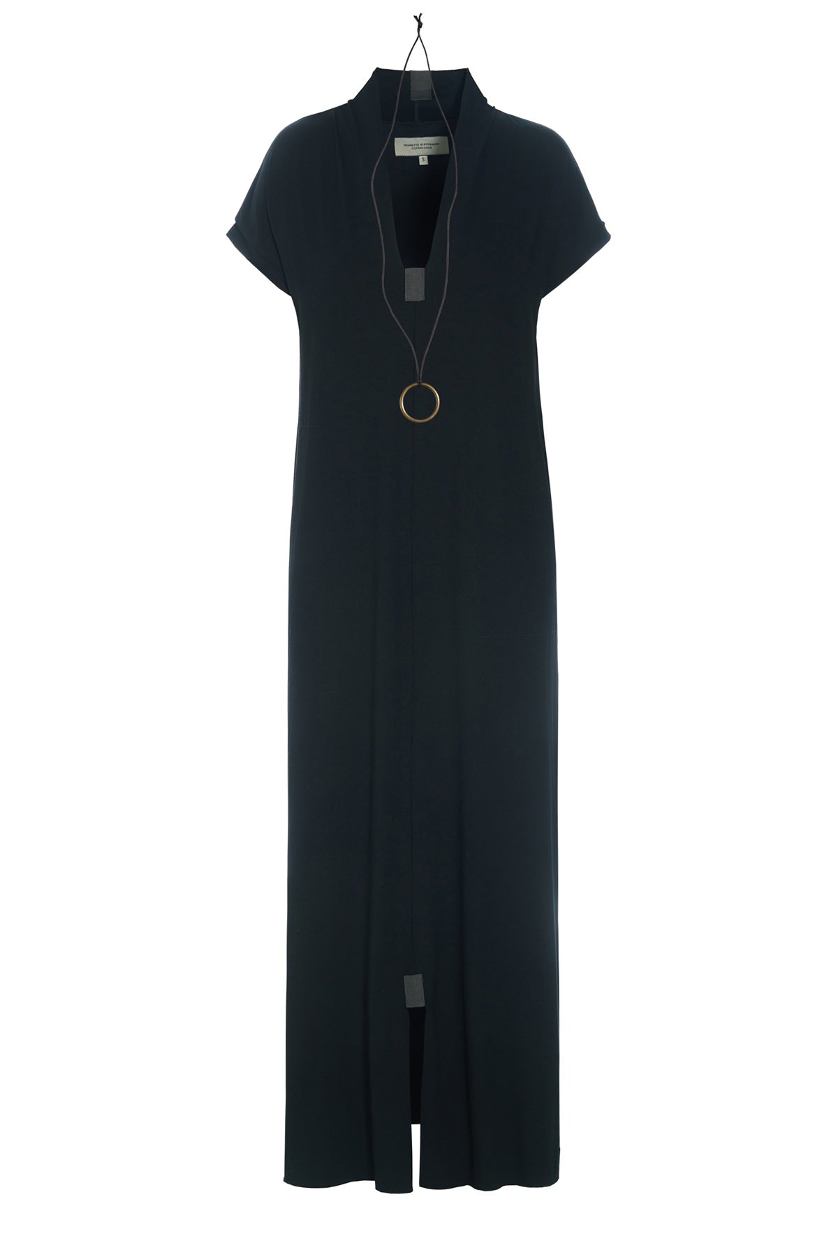 Henriette Steffensen 98067 LONG DRESS V -COLLAR, BLACK