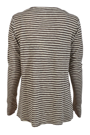 Blusbar by basic 4040 Shirt L/S w/high neck & slits, Raw white/earth melange