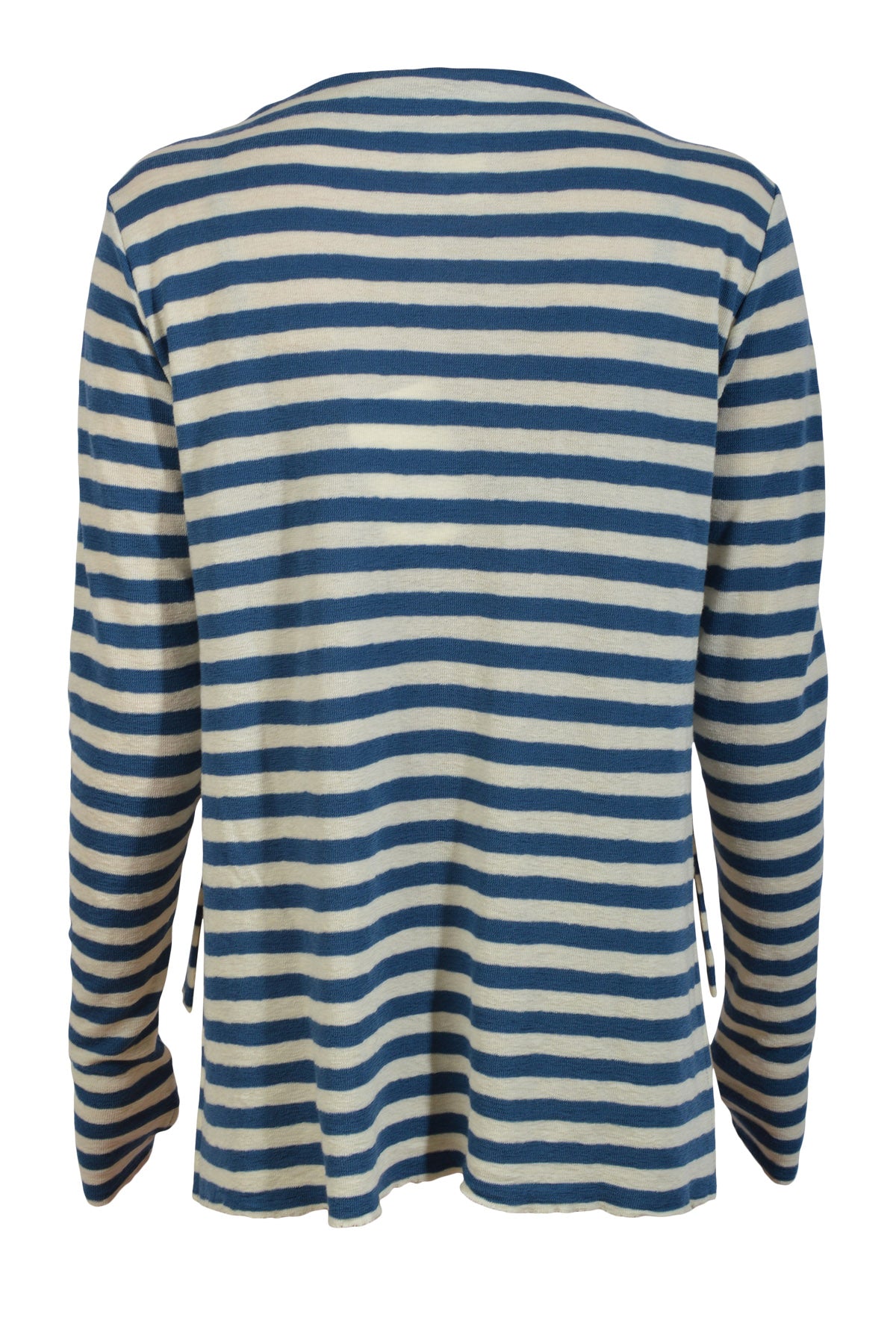 Blusbar by basic 4040 Shirt L/S w/high neck & slits, Raw white/denim blue