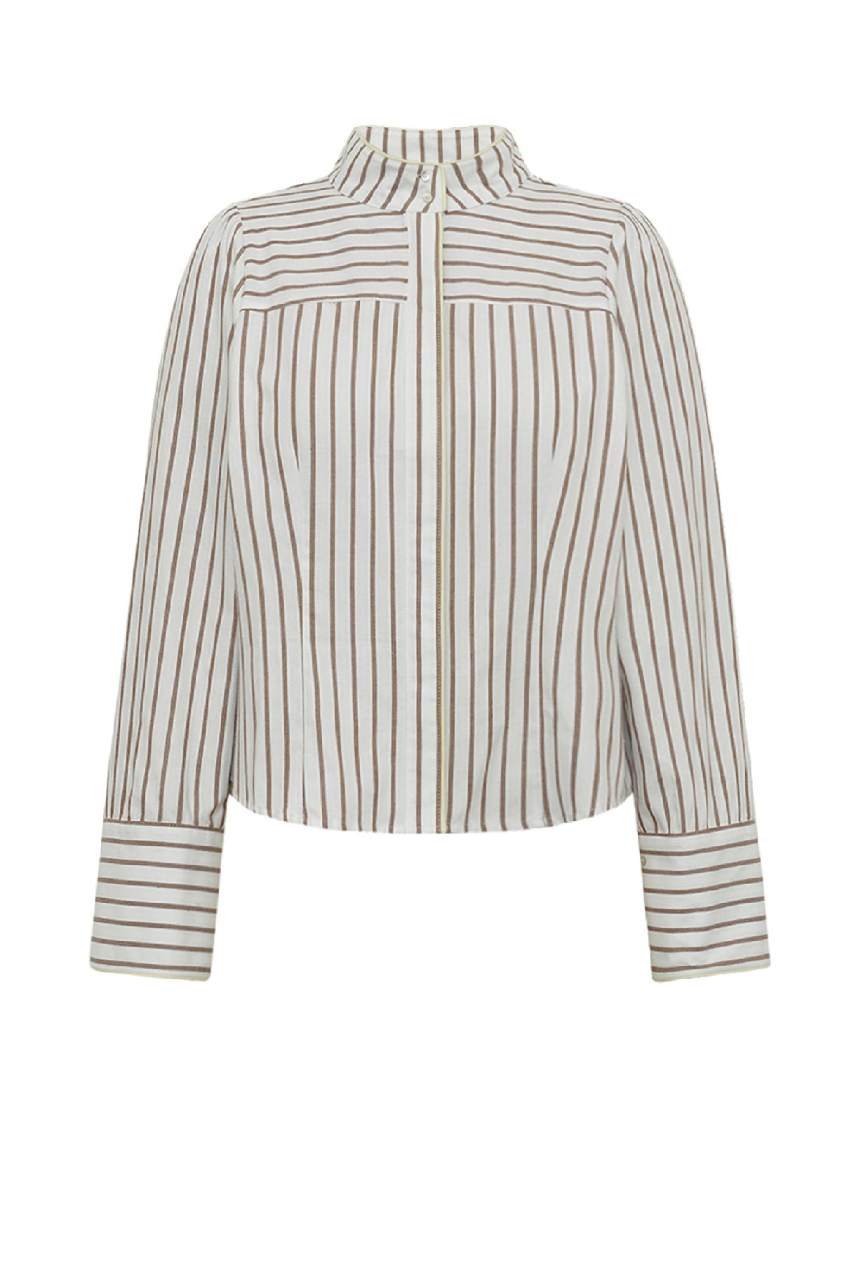 Gossia NicoGO Shirt, Off-white/Brown stripes