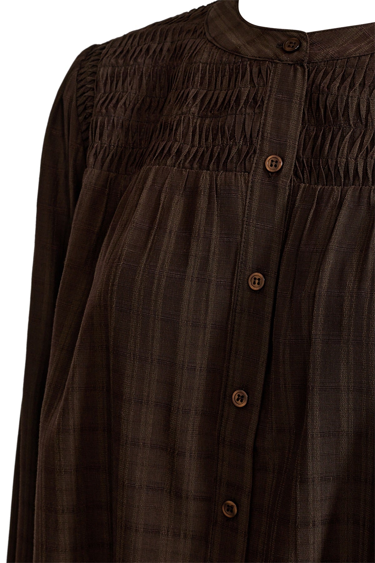 Pieszak Cassie Pintuck Shirt, Black Coffee