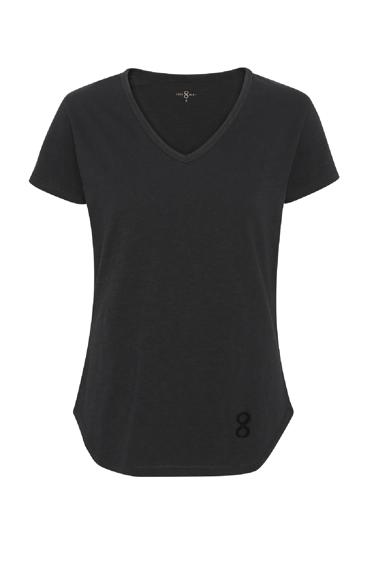 Costamani T-shirt logo v-neck, Black