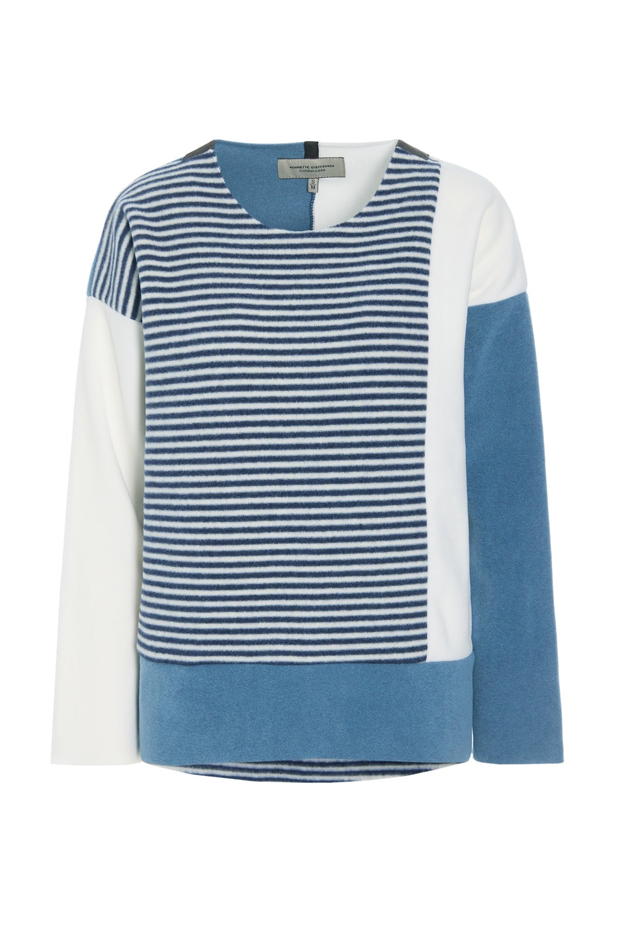 Henriette Steffensen BLOUSE PATCH 1407,  DUSTY BLUE/OW/BLUE STRIPE