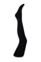 A Moi Agnes black dot tights, Black w. light sand dots