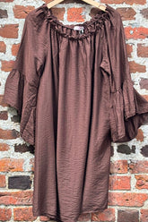Moondust LINA SOLID DRESS, CHOCOLATE