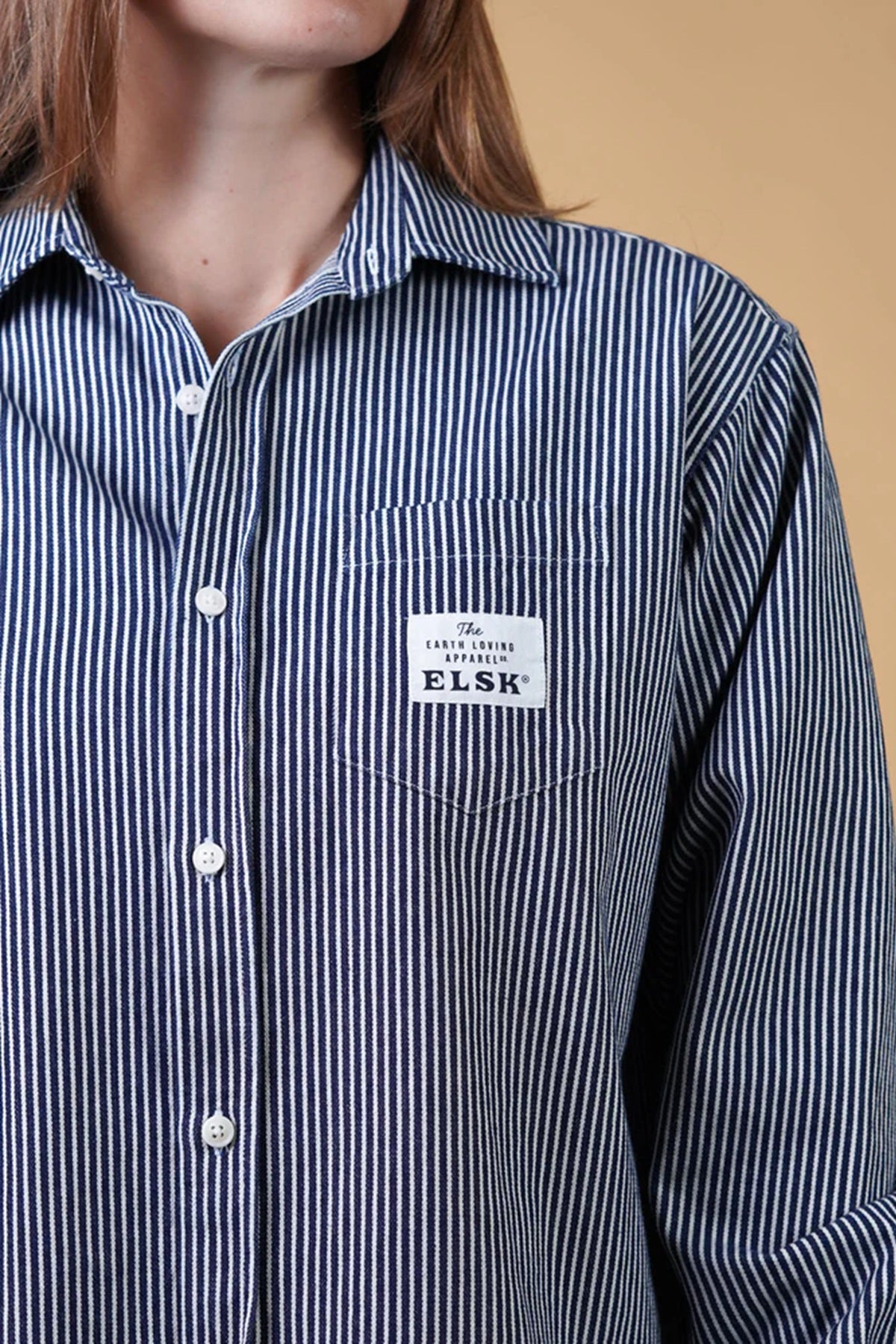 ELSK® HICKORY STRIPED WOMEN'S SHIRT, NAVY / WHITE