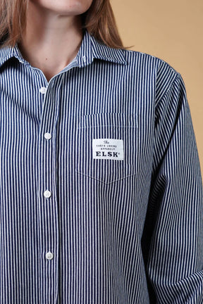 ELSK® HICKORY STRIPED WOMEN'S SHIRT, NAVY / WHITE