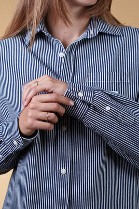 ELSK® HICKORY STRIPED WOMEN'S SHIRT, NAVY / WHITE