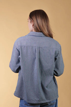 ELSK® HICKORY STRIPED WOMEN'S SHIRT, NAVY / WHITE