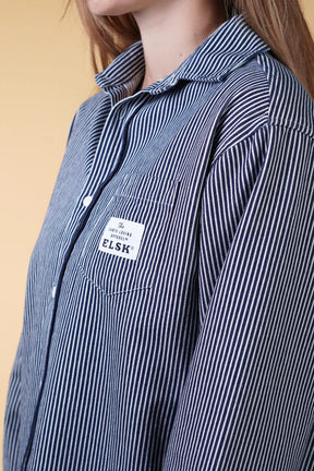 ELSK® HICKORY STRIPED WOMEN'S SHIRT, NAVY / WHITE