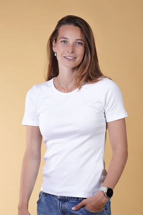 ELSK® RIB WOMEN'S T-SHIRT, WHITE