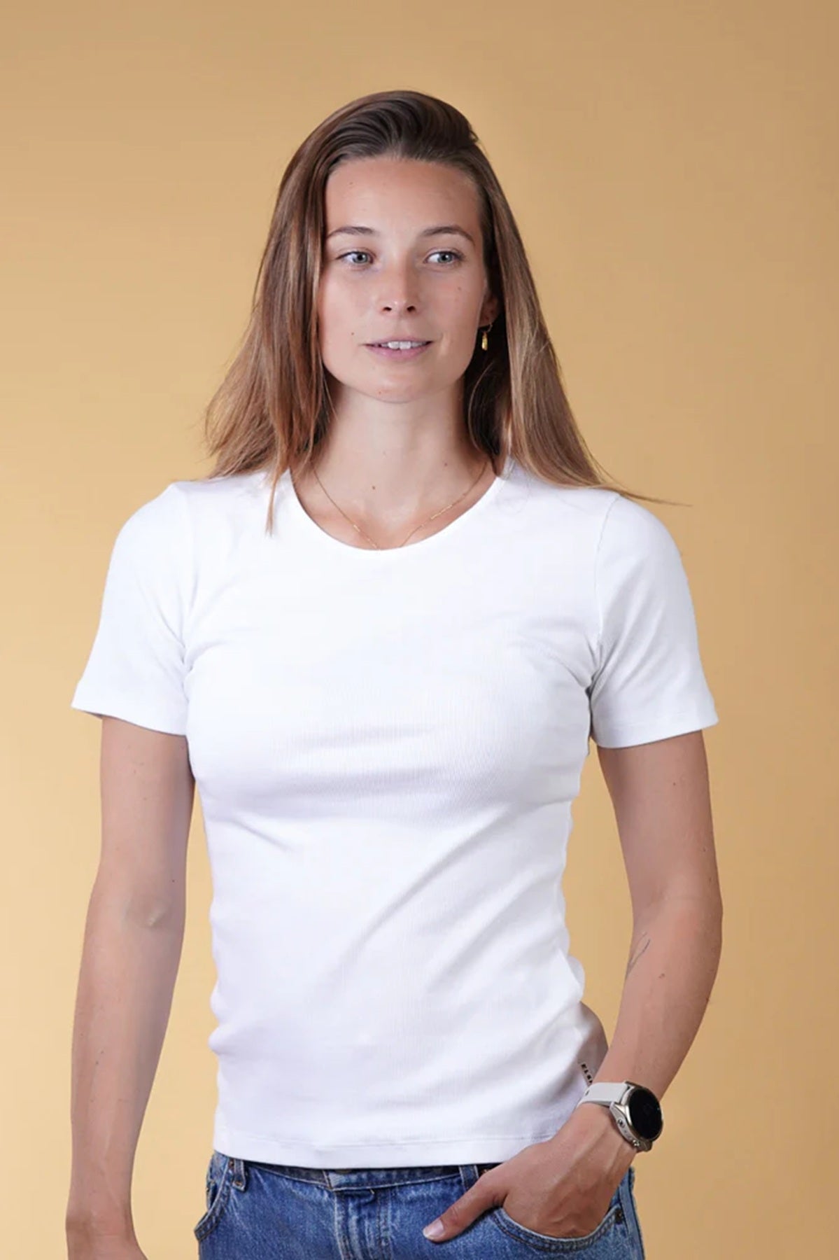 ELSK® RIB WOMEN'S T-SHIRT, WHITE