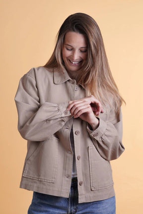 ELSK® TWILL WOMEN'S OVERSHIRT, CASHEW BEIGE