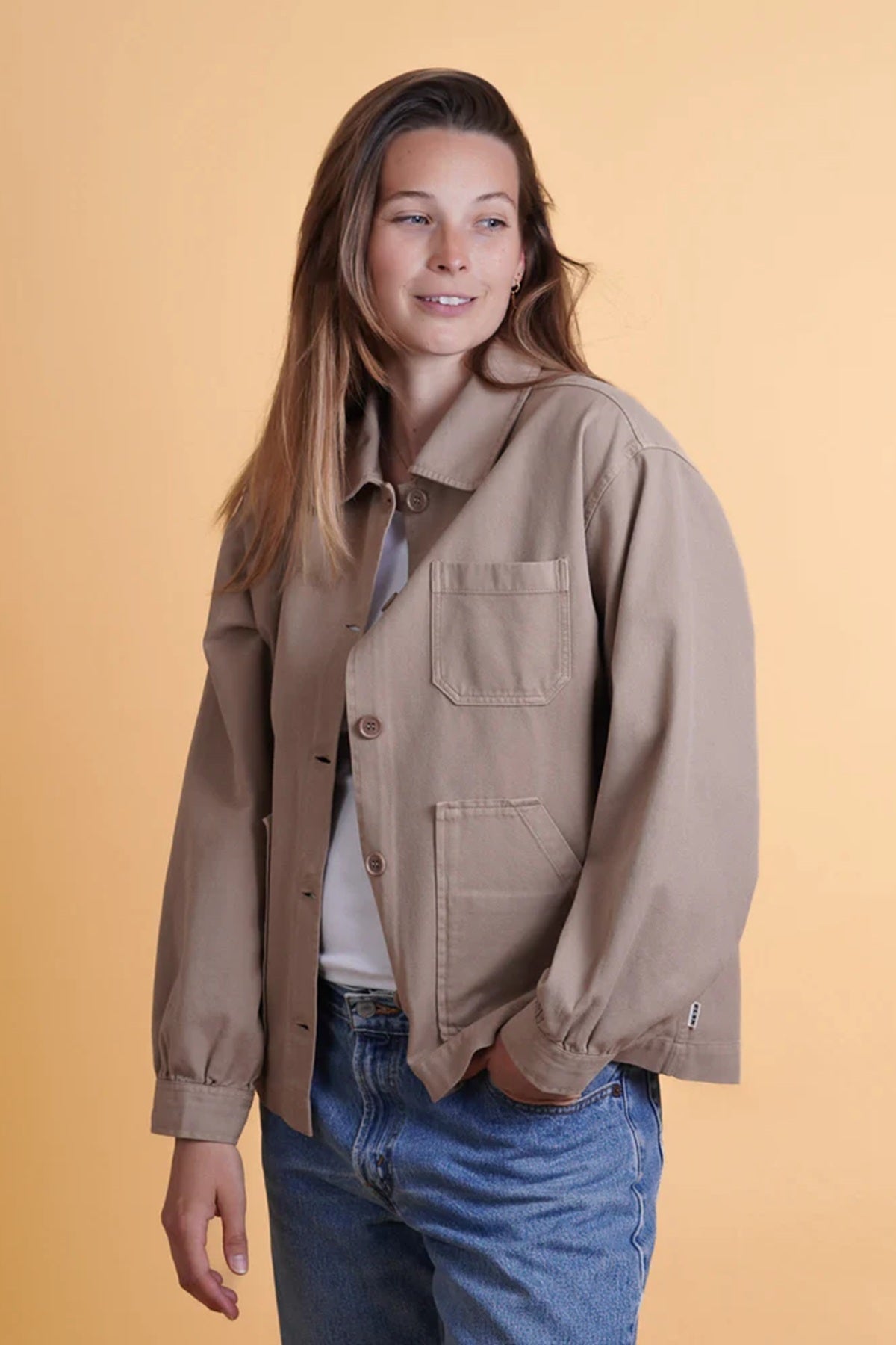 ELSK® TWILL WOMEN'S OVERSHIRT, CASHEW BEIGE