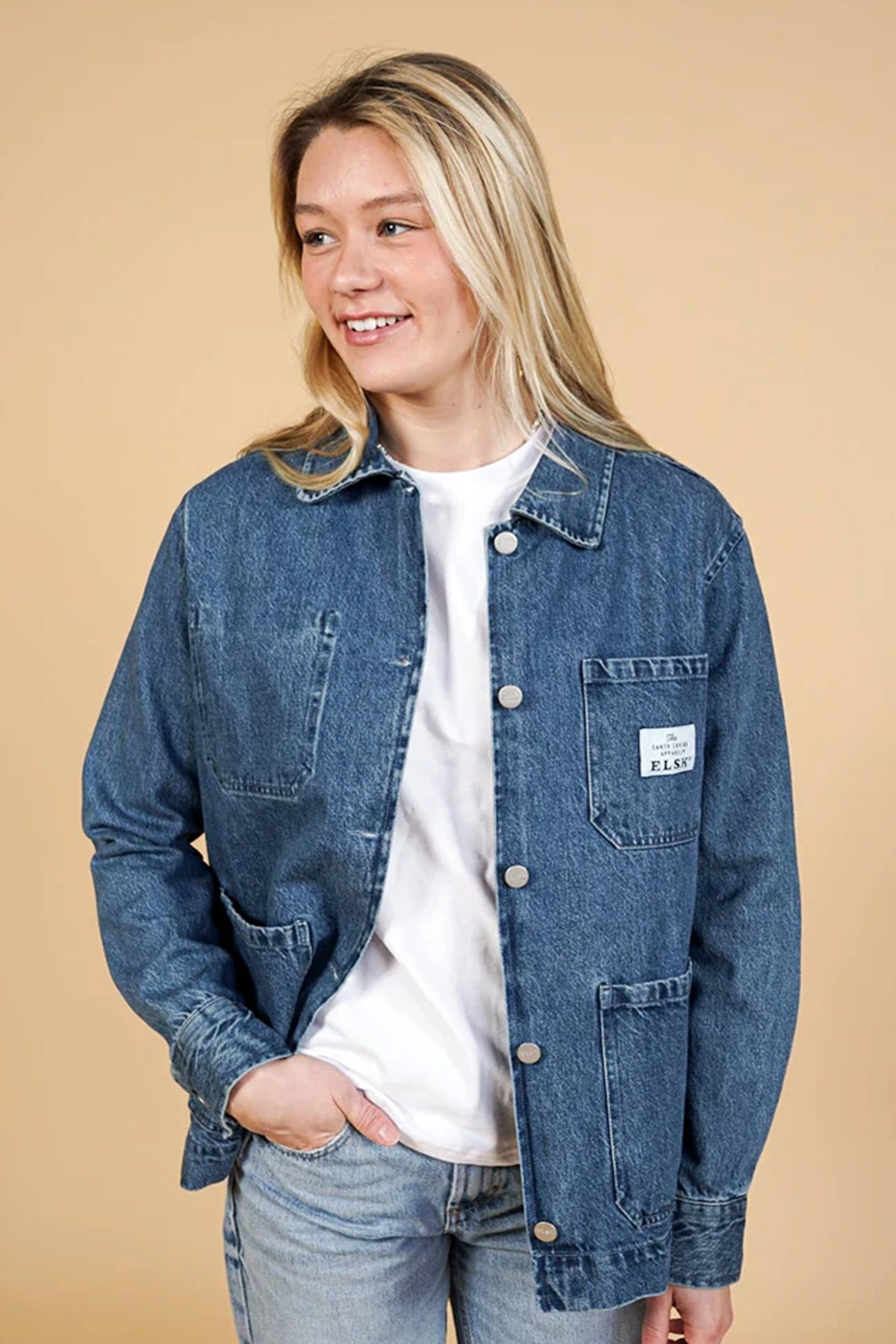 ELSK® DENIM WOMEN'S OVERSHIRT, NINETIES BLUE