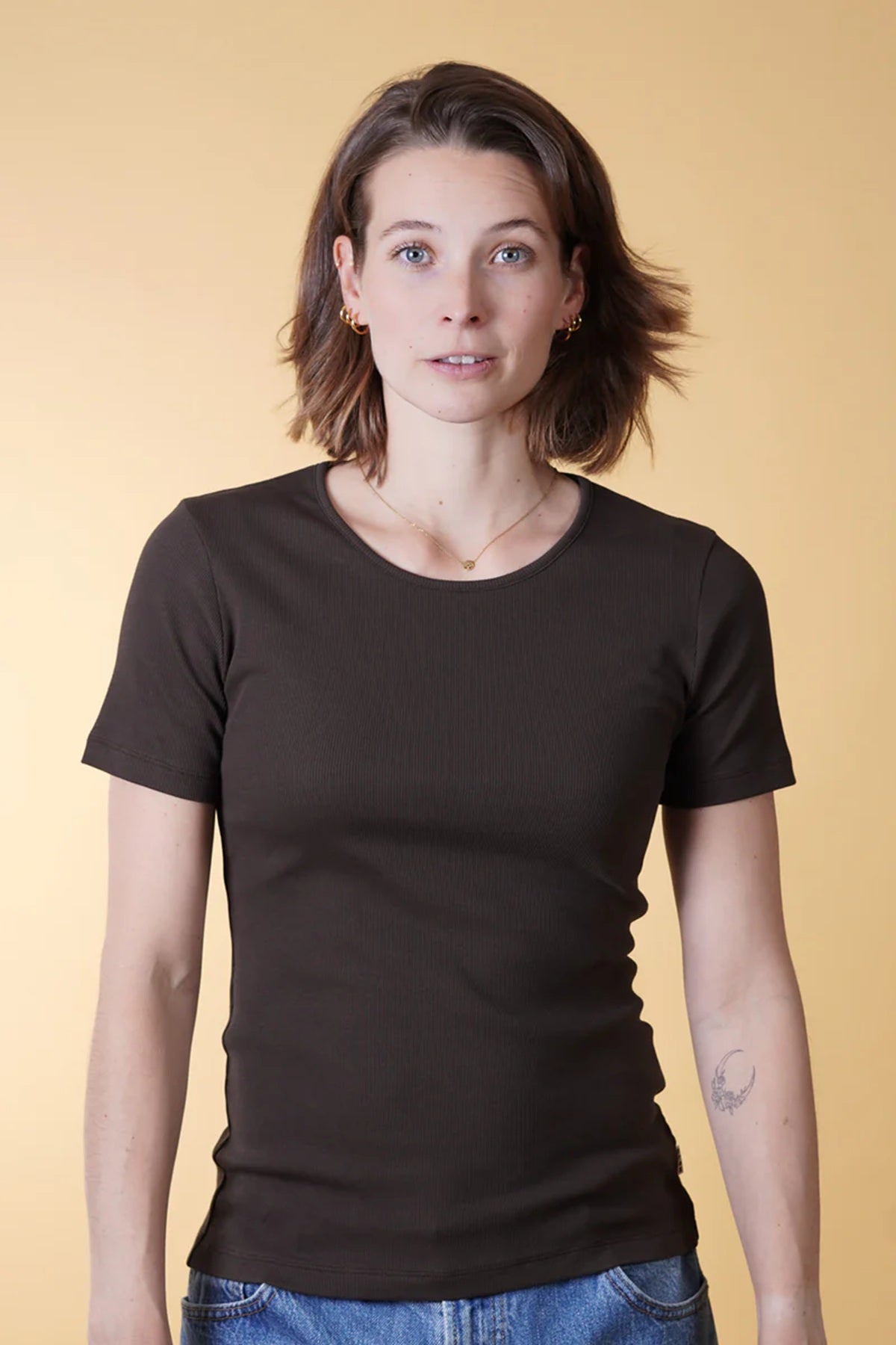 ELSK® RIB WOMEN'S T-SHIRT, SOIL BROWN