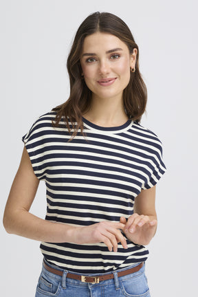 Fransa FRCANO TEE 1,  NAVY BLUE STRIPE