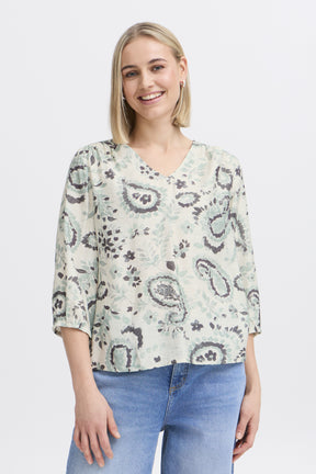 Fransa FRARIANA BLOUSE 6,  Frosty Green AOP