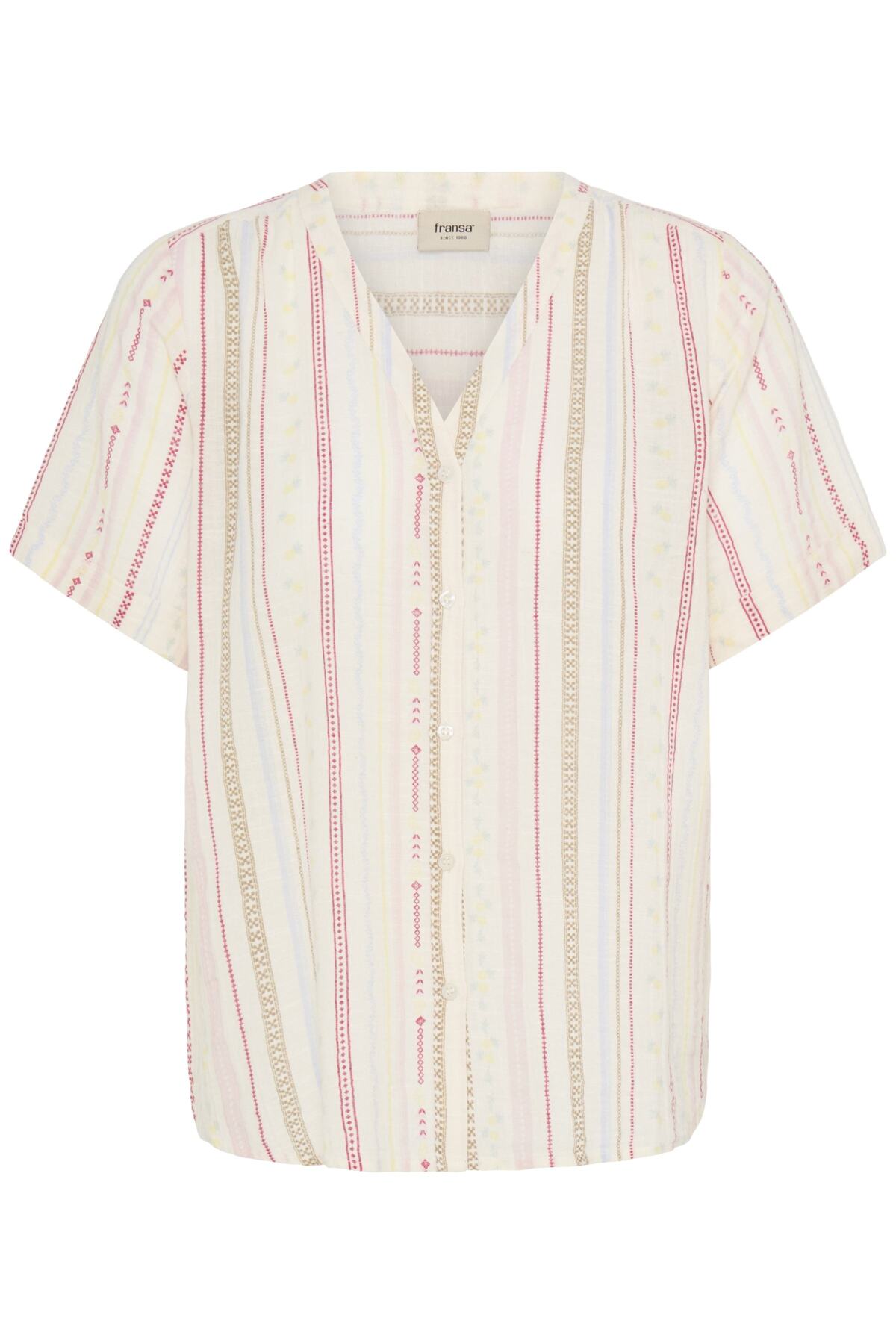 Fransa FRBOBBI SHIRT 1, CREAM W RED/YELLOW STRIPE