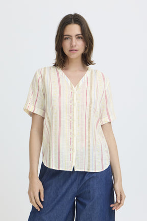 Fransa FRBOBBI SHIRT 1, CREAM W RED/YELLOW STRIPE