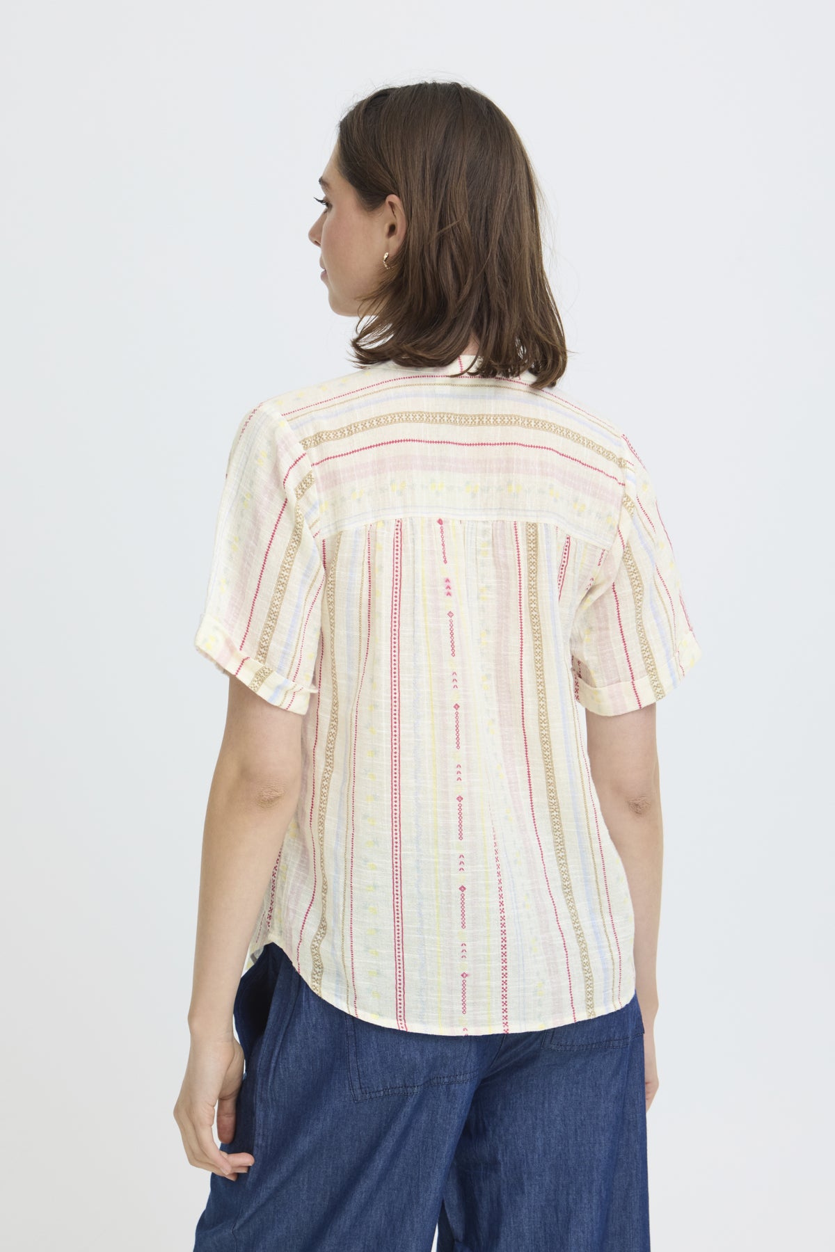 Fransa FRBOBBI SHIRT 1, CREAM W RED/YELLOW STRIPE