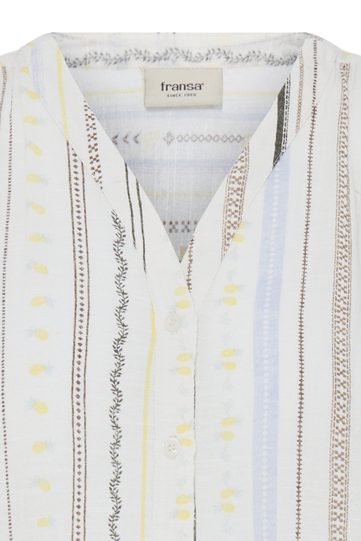 Fransa FRBOBBI SHIRT 1, CREAM W BLUE/BROWN STRIPE