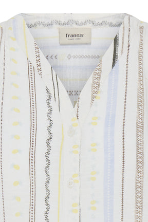 Fransa FRBOBBI SHIRT 1, CREAM W BLUE/BROWN STRIPE