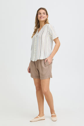 Fransa FRBOBBI SHIRT 1, CREAM W BLUE/BROWN STRIPE