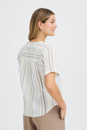 Fransa FRBOBBI SHIRT 1, CREAM W BLUE/BROWN STRIPE