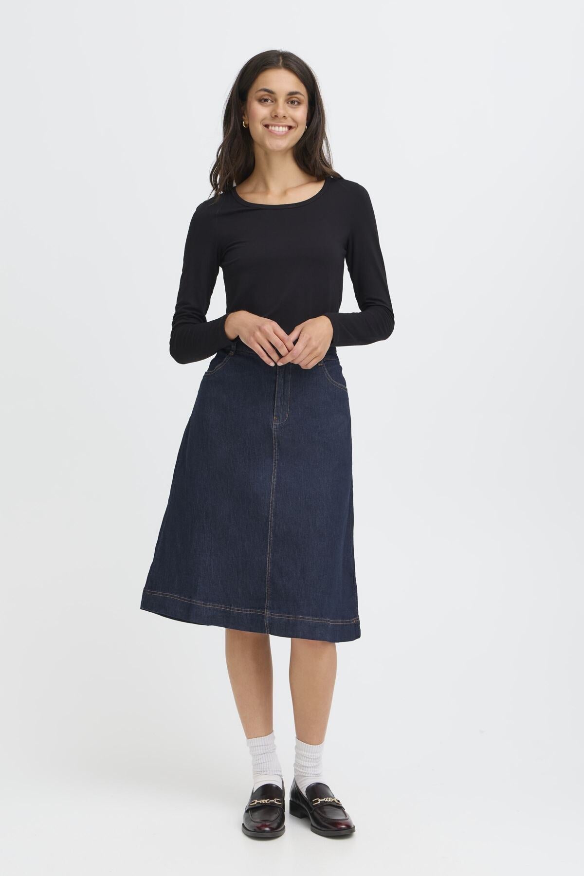 Fransa FRCHICAGO SKIRT 1, RAW BLUE DENIM