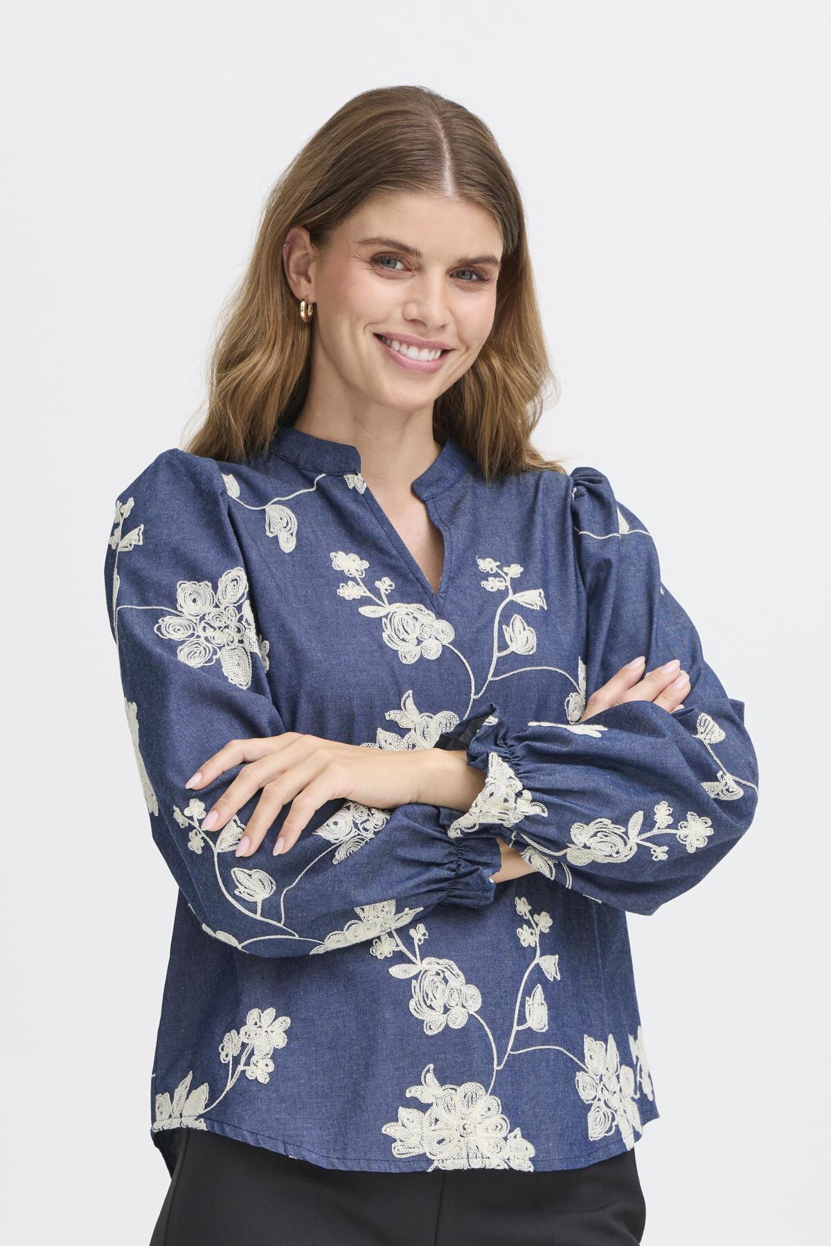 Fransa FRDARANA BLOUSE 1, MID BLUE EM