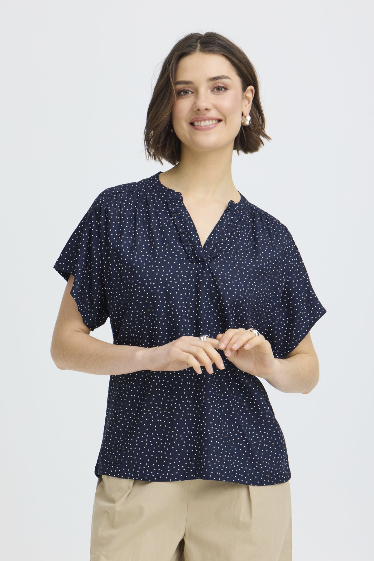 Fransa FRLAYA BLOUSE 1, Dot dots navy blazer