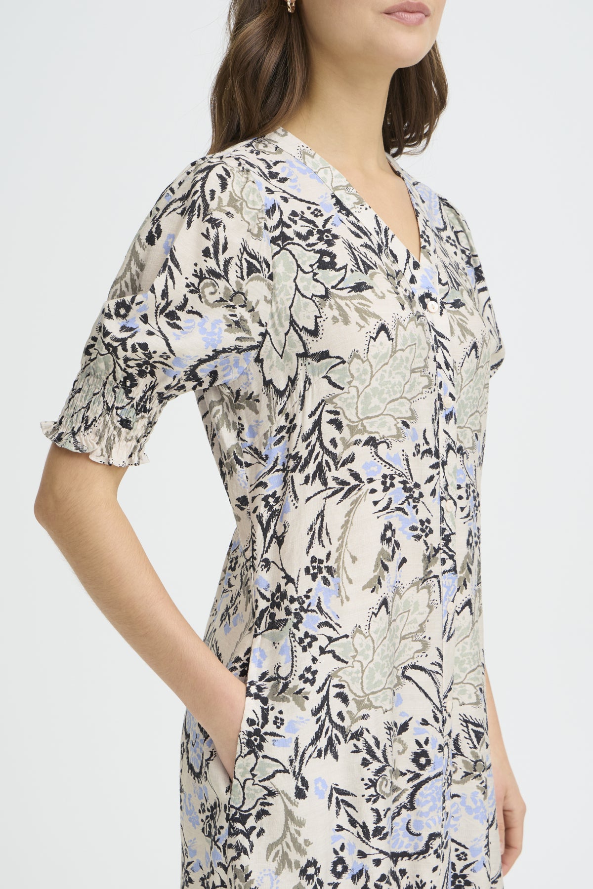 Fransa FRARIANA DRESS 18, Femi Bouquet Gray Morning