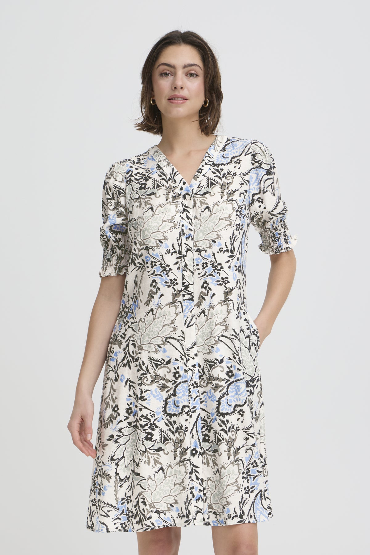 Fransa FRARIANA DRESS 18, Femi Bouquet Gray Morning