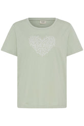 Fransa FRRIASA TEE 1,  CrèMe M. Emb / Green
