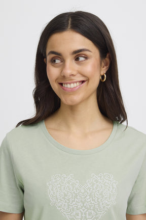 Fransa FRRIASA TEE 1,  CrèMe M. Emb / Green